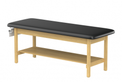 H-Brace Hardwood Leg style Treatment Table with Shelf Storage