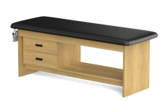 Panel Leg Treatment Table with Shelf & Two Drawers